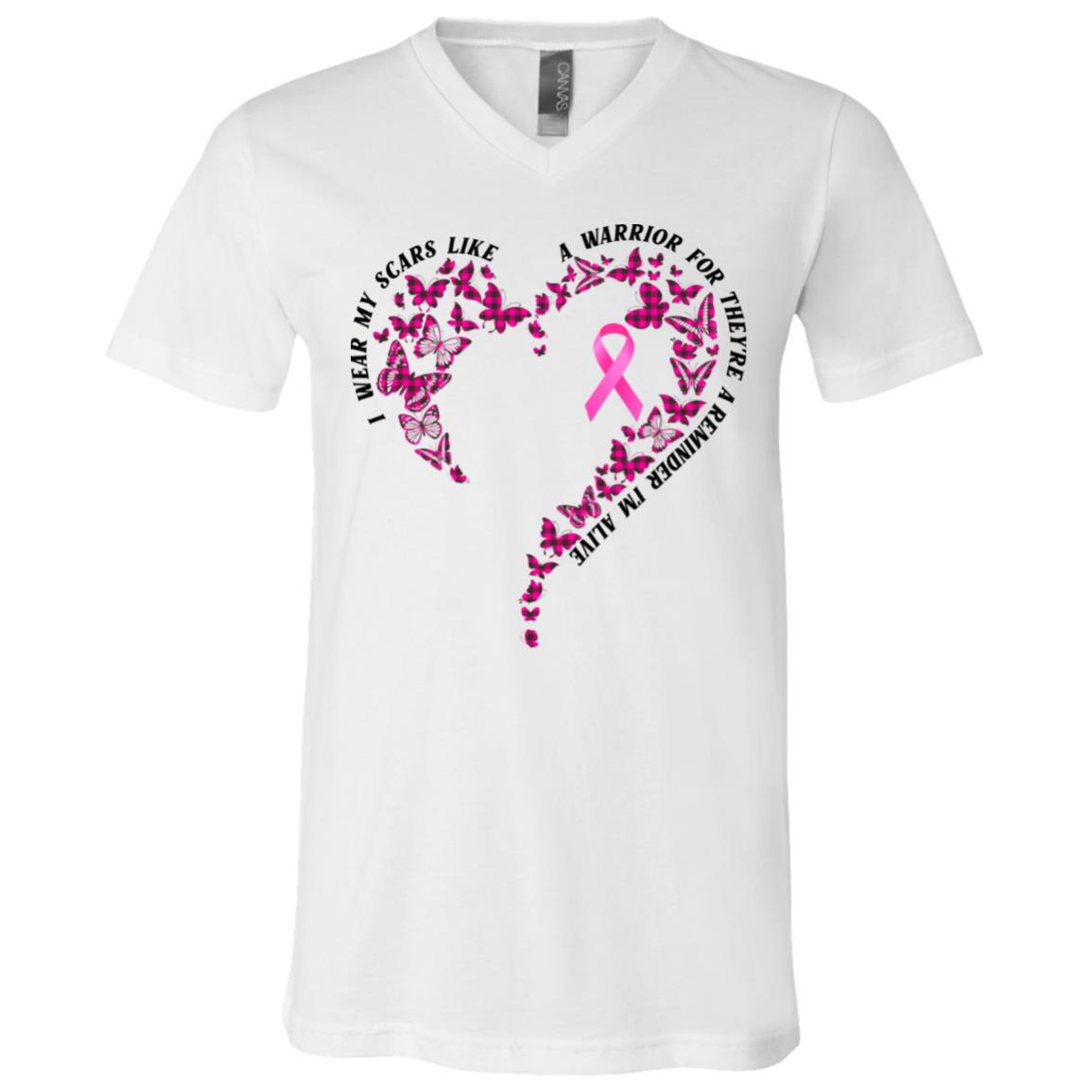 I Wear My Scars Like A Warrior For They're A Reminder I'm Alive T-Shirt - V-Neck Shirt, White, V-Neck T-Shirt
