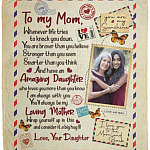Personalized Photo To My Mom, White, Cozy Plush Fleece Blanket - 50x60