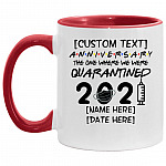 Personalized Anniversary Accent Mug, White/Red, 11 oz. Accent Mug