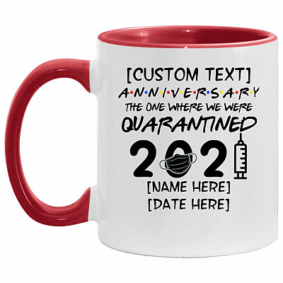 Personalized Anniversary Accent Mug, White/Red, 11 oz. Accent Mug