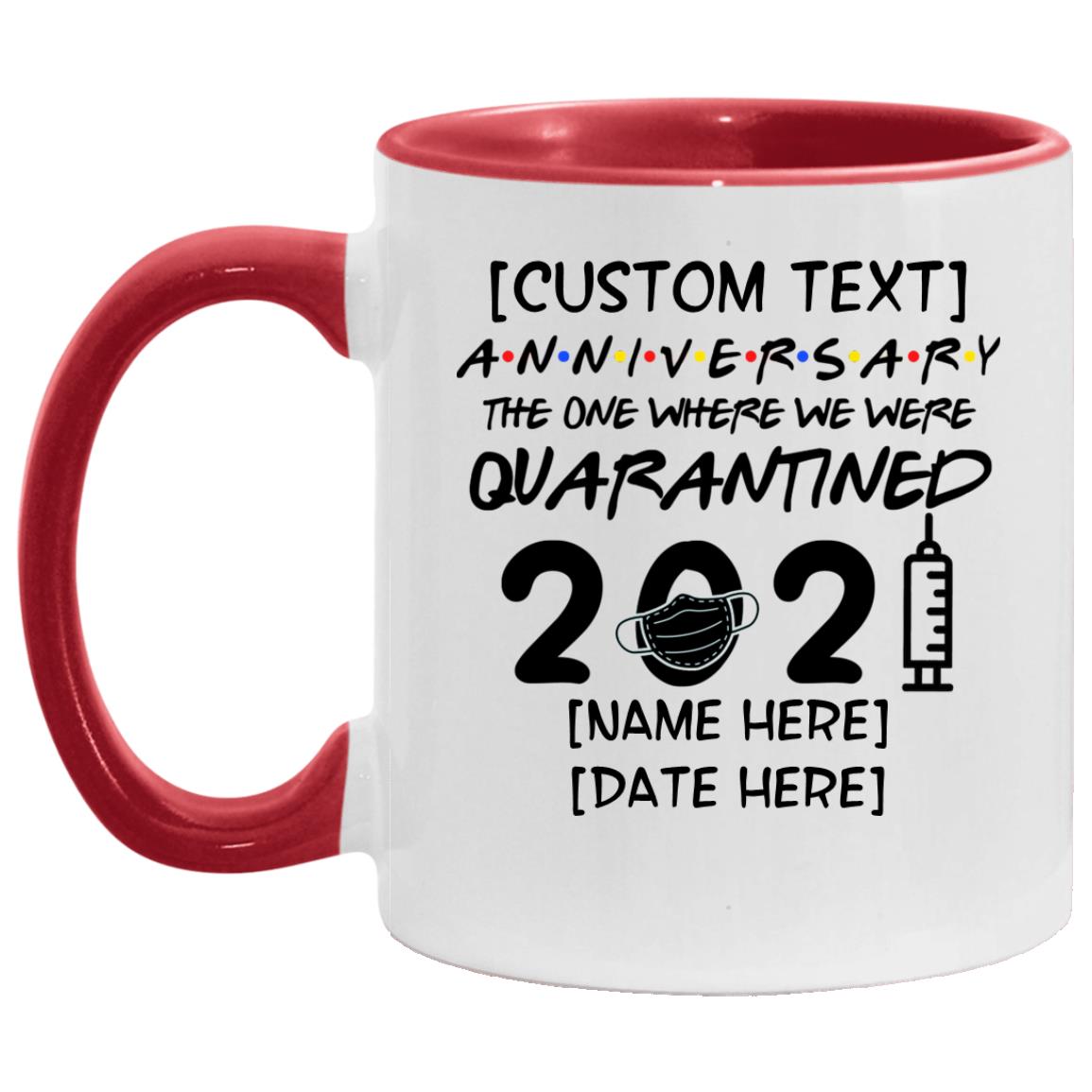 Personalized Anniversary Accent Mug, White/Red, 11 oz. Accent Mug