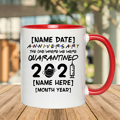 Alternative view of Personalized Anniversary The One Where We Were Quarantined 2021 Accent Coffee Mug