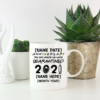 Alternative view of Personalized Anniversary The One Where We Were Quarantined 2021 Ceramic Coffee Mug - Beer Stein