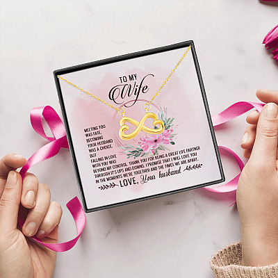 Alternative view of To My Wife Meeting You Was Fate Becoming Your Husband Was A Choice Your Husband Infinity Heart Pendant Necklace