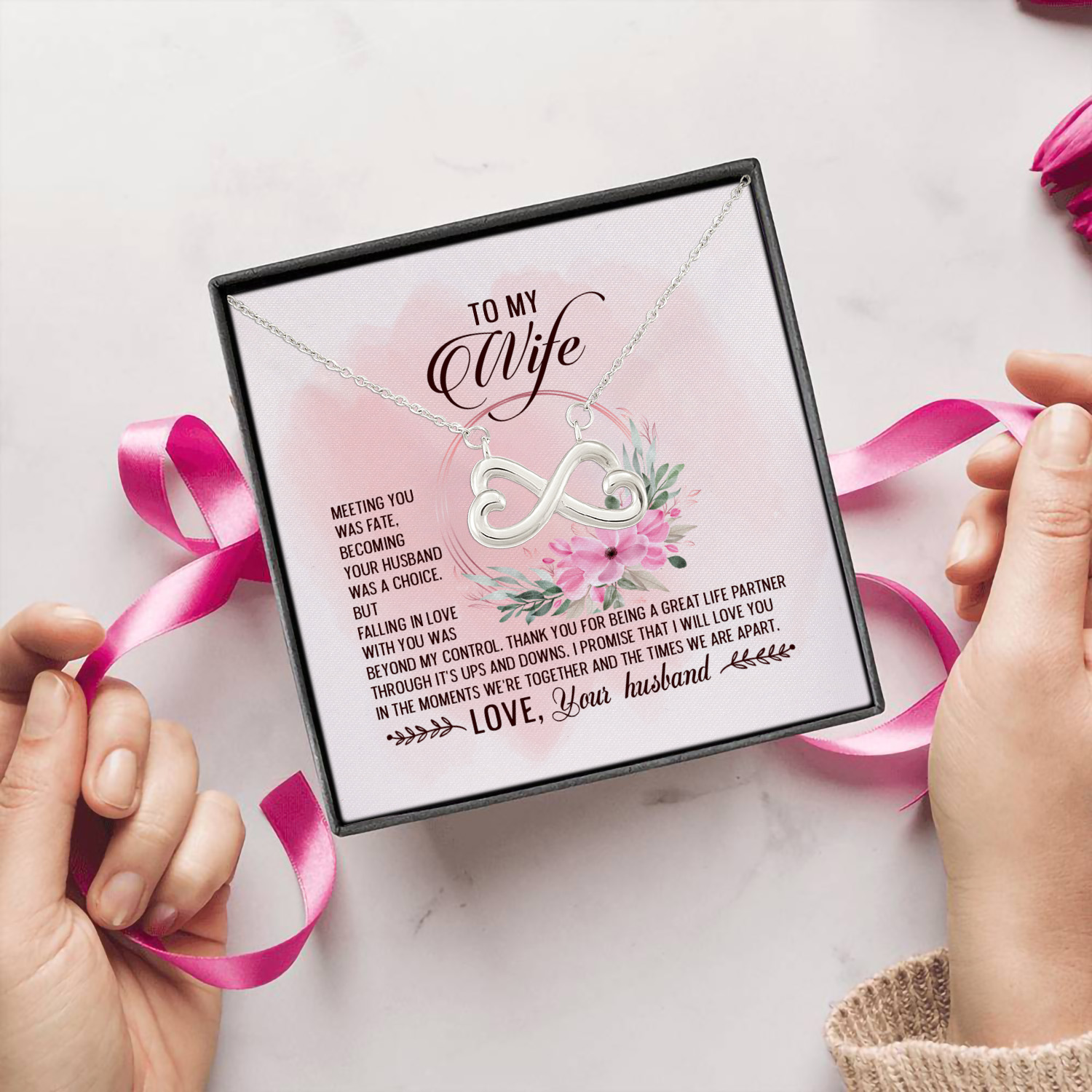 12Th. Meeting You Was Fate card (4) Infinity Heart Necklace (Silver) 5