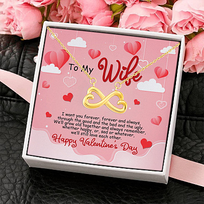 Alternative view of To My Wife I Want You Forever and Always Through The Good And The Bad Infinity Heart Pendant Necklace