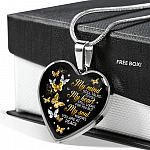 Butterfly My Mind Still Talks to You My Heart Still Looks for You Memorial Heart Pendant Necklace - Heart Luxury Necklace (Silver)
