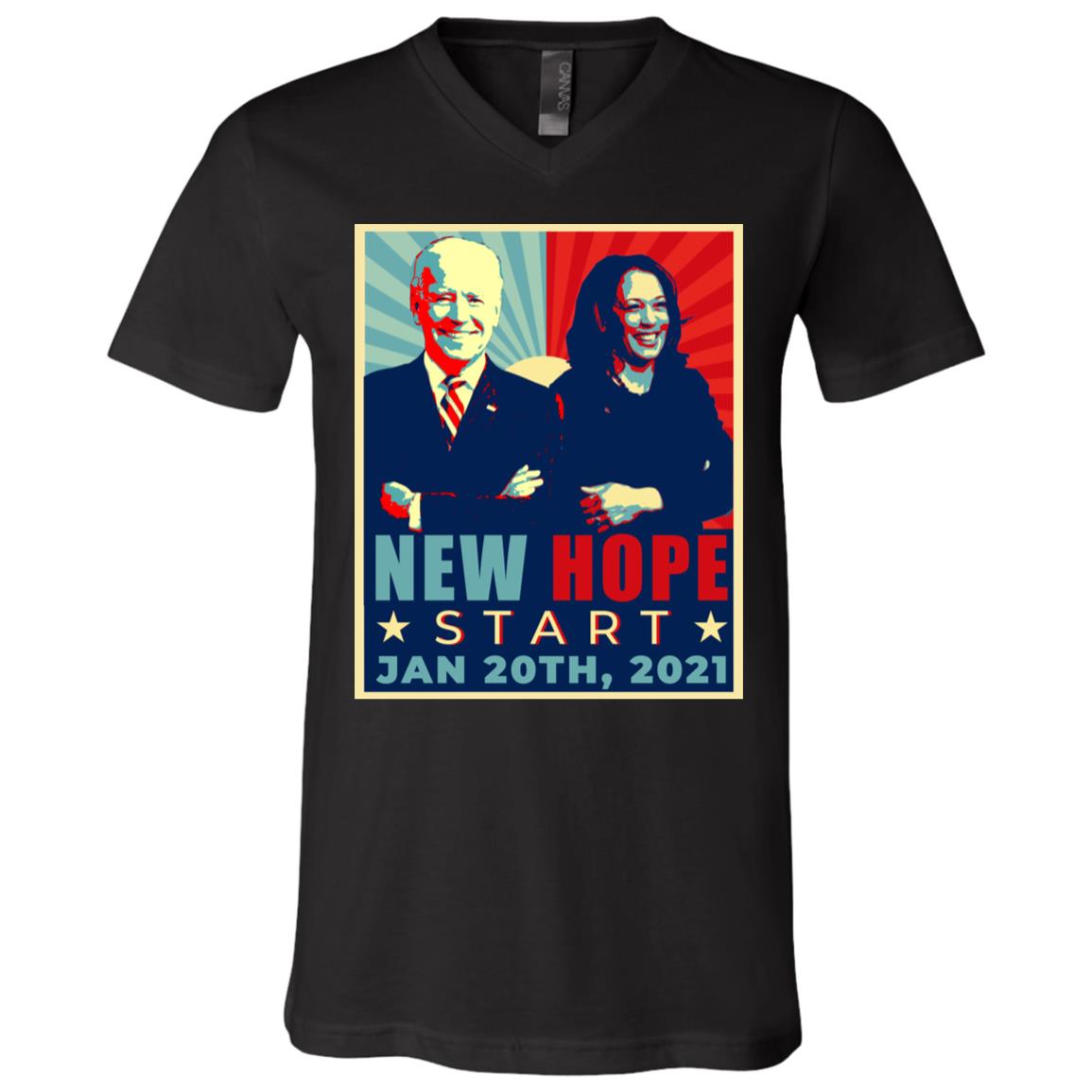 New Hope For 2021 Joe Biden Kamala Harris T-Shirt - V-Neck Shirt - Joe Biden Inauguration Shirt, Black, V-Neck T-Shirt