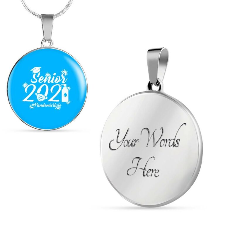 Senior 2021 Pandemic Style Circle Pendant Necklace - Circle Luxury Necklace (Silver)