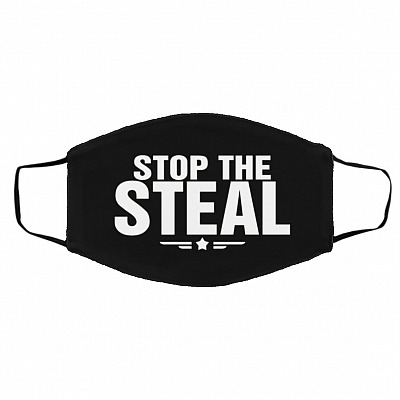 Stop The Steal Trump Fraud 2020 Face Mask, Black, Cloth Face Cover – Medium/Large