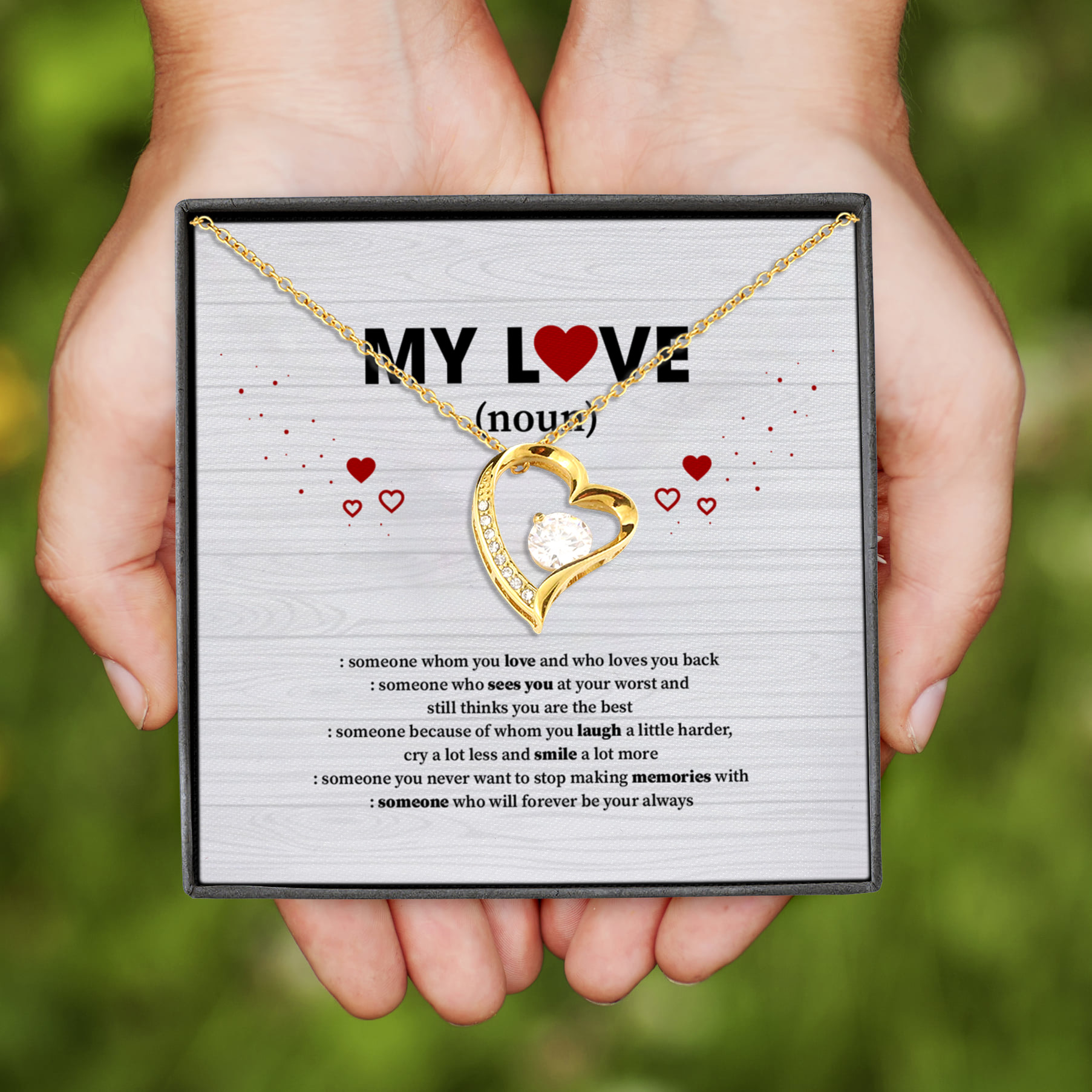 4NH. My love Message Card (1) Forever Love Necklace (Gold)