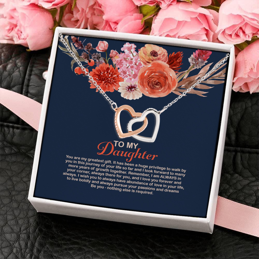 6VT. To My Daughter My Greatest Gift Interlocking Hearts Necklace 4