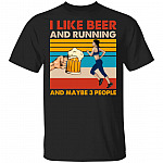 I Like Beer And Running T-Shirt - Funny Beer And Running Shirt, Black, Unisex T-Shirt