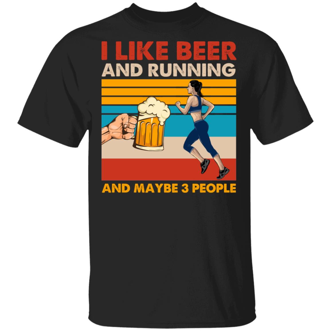 I Like Beer And Running T-Shirt - Funny Beer And Running Shirt, Black, Unisex T-Shirt