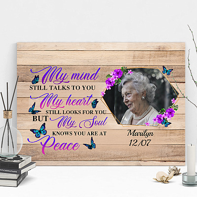 Alternative view of Personalized Photo My Mind Still Talks To You My Soul Knows you Are At Peace Framed Canvas - Unframed Poster