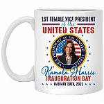 Kamala Harris First Female Vice President Inauguration Day Coffee Mug - Beer Stein - Water Bottle, White, 11 oz. White Mug