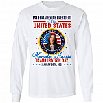 Kamala Harris First Female Vice President Inauguration Day Hoodie - Sweatshirt - Long Sleeve Shirt, White, Long Sleeve