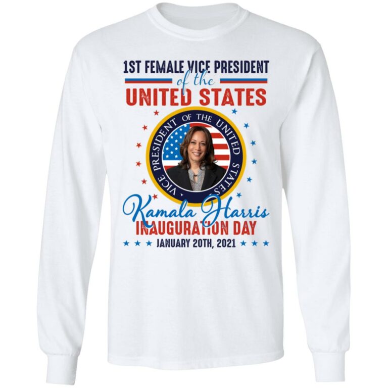 Kamala Harris First Female Vice President Inauguration Day Hoodie - Sweatshirt - Long Sleeve Shirt, White, Long Sleeve