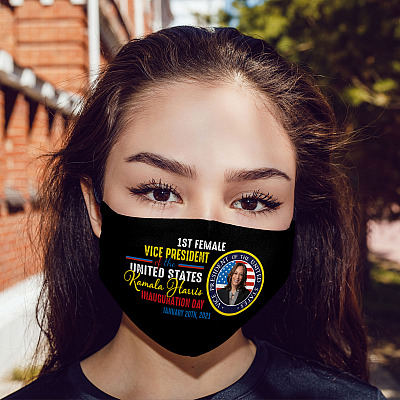 Alternative view of Kamala Harris First Female Vice President Inauguration Day Dark Washable Reusable Cloth Face Mask