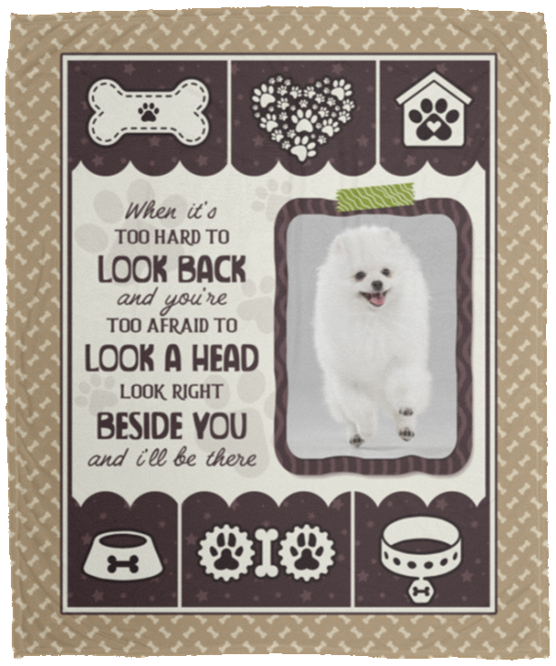 Custom Photo When It's Too Hard to Look Back and You're Too Afraid Dog Owner Fleece - Mink Sherpa - Woven Blanket, White, Cozy Plush Fleece Blanket - 50x60