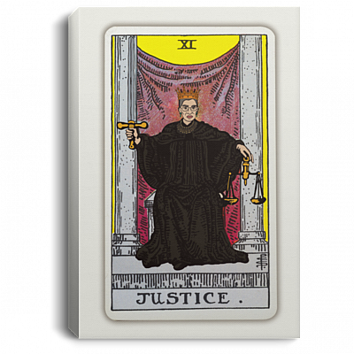 RBG Justice Card Wrapped Framed Canvas Prints - Unframed Poster - Ruth Bader Ginsburg Justice Wall Art, White, 0.75'' Framed Canvas