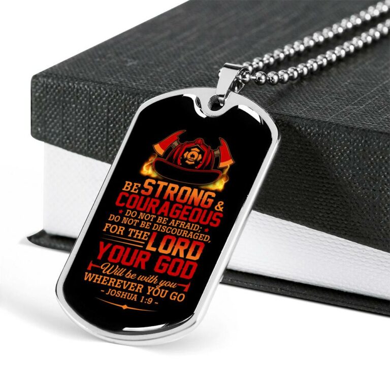 Fireman Do Not Be Afraid For The Lord Your God Will Be With You Wherever You Go Dog Tag Pendant Necklace - Dog Tag (Silver)