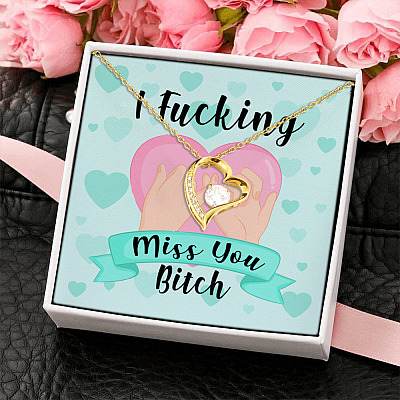 Alternative view of I Fucking Miss You Bitch Gift for Best Friend Forever Love Heart Pendant Necklace