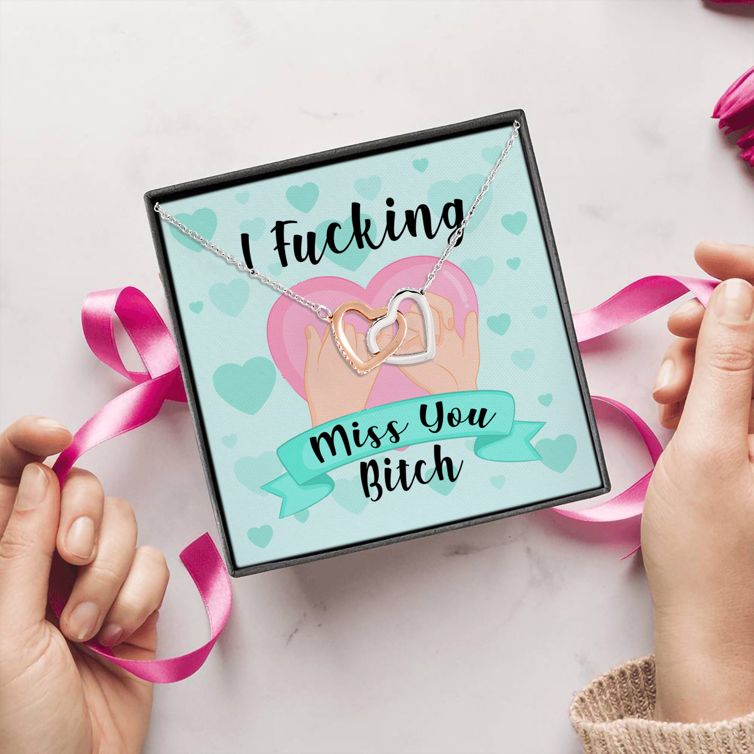 9Th. Fucking Miss You message card (4) Interlocking Hearts Necklace 5