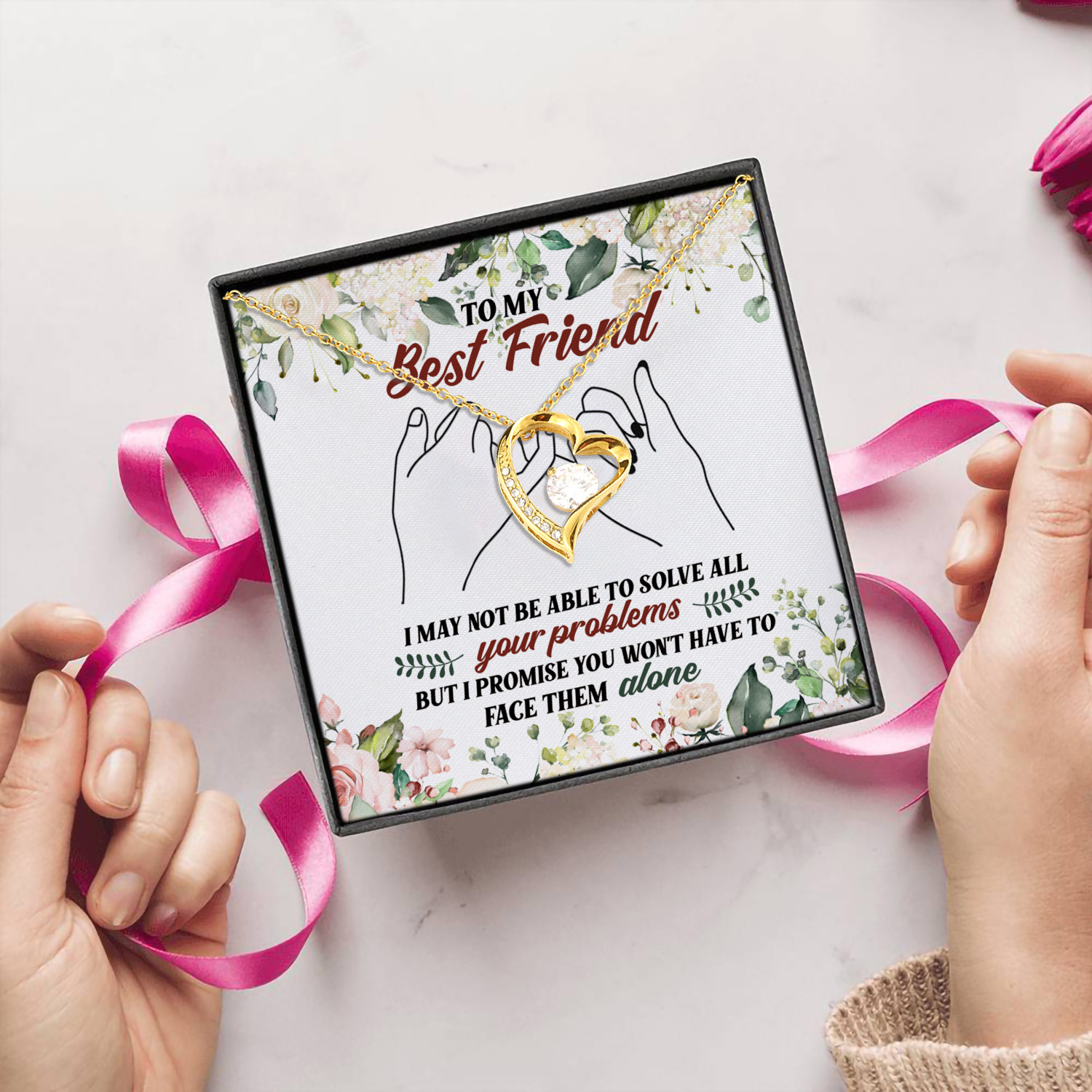 3LV. To My Best Friend (4) Forever Love Necklace (Gold) 5