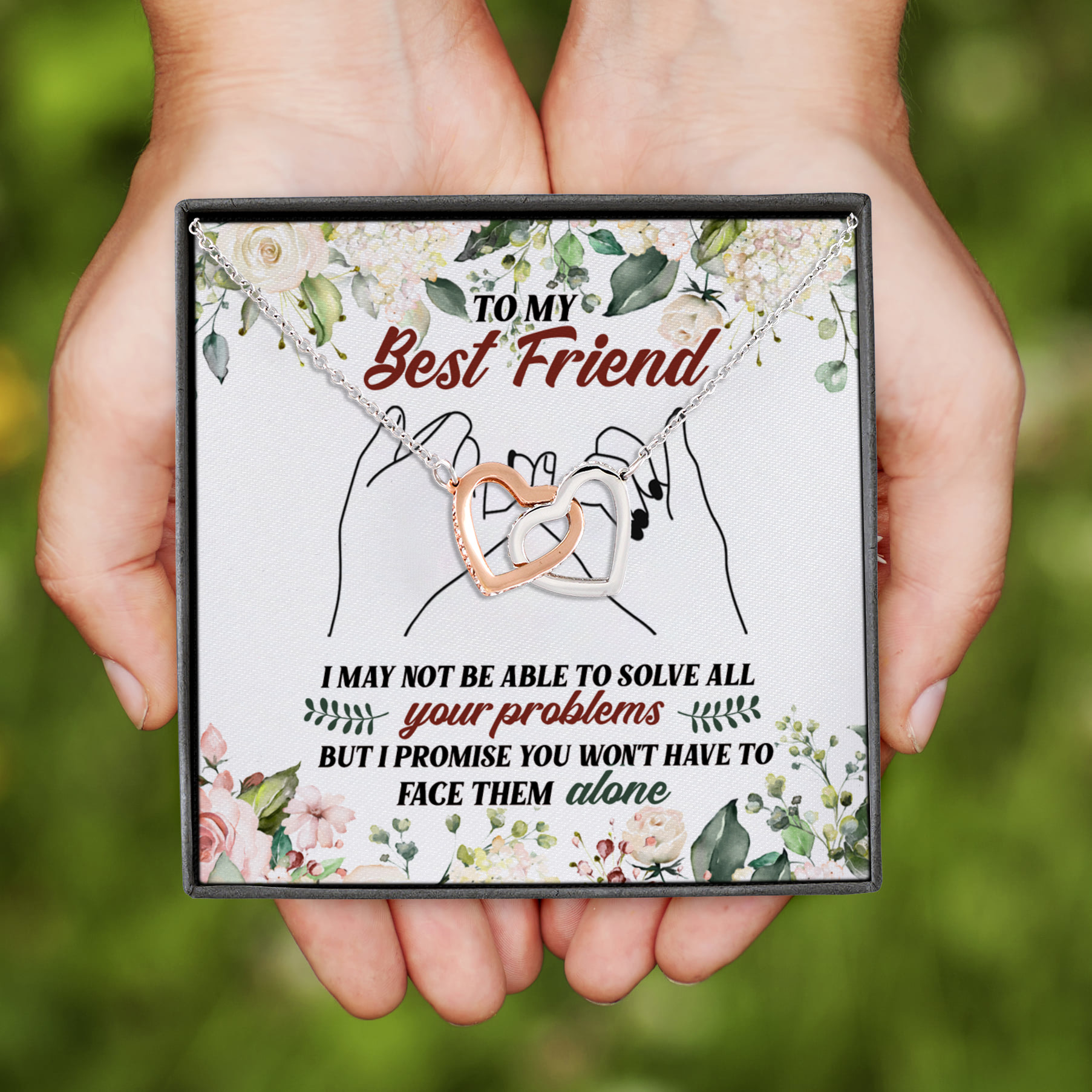 3LV. To My Best Friend (4) Interlocking Hearts Necklace