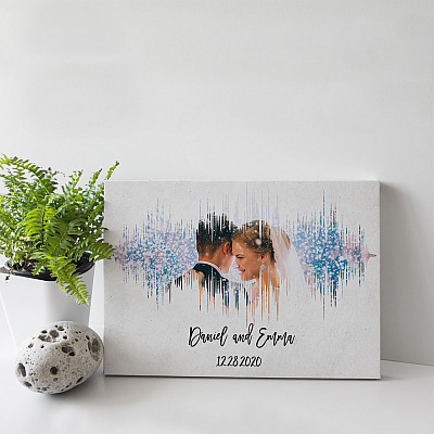 Alternative view of Personalized Photo Sound Wave Print Gallery Wrapped Framed Canvas Prints - Unframed Poster - Home Decor Wall Art