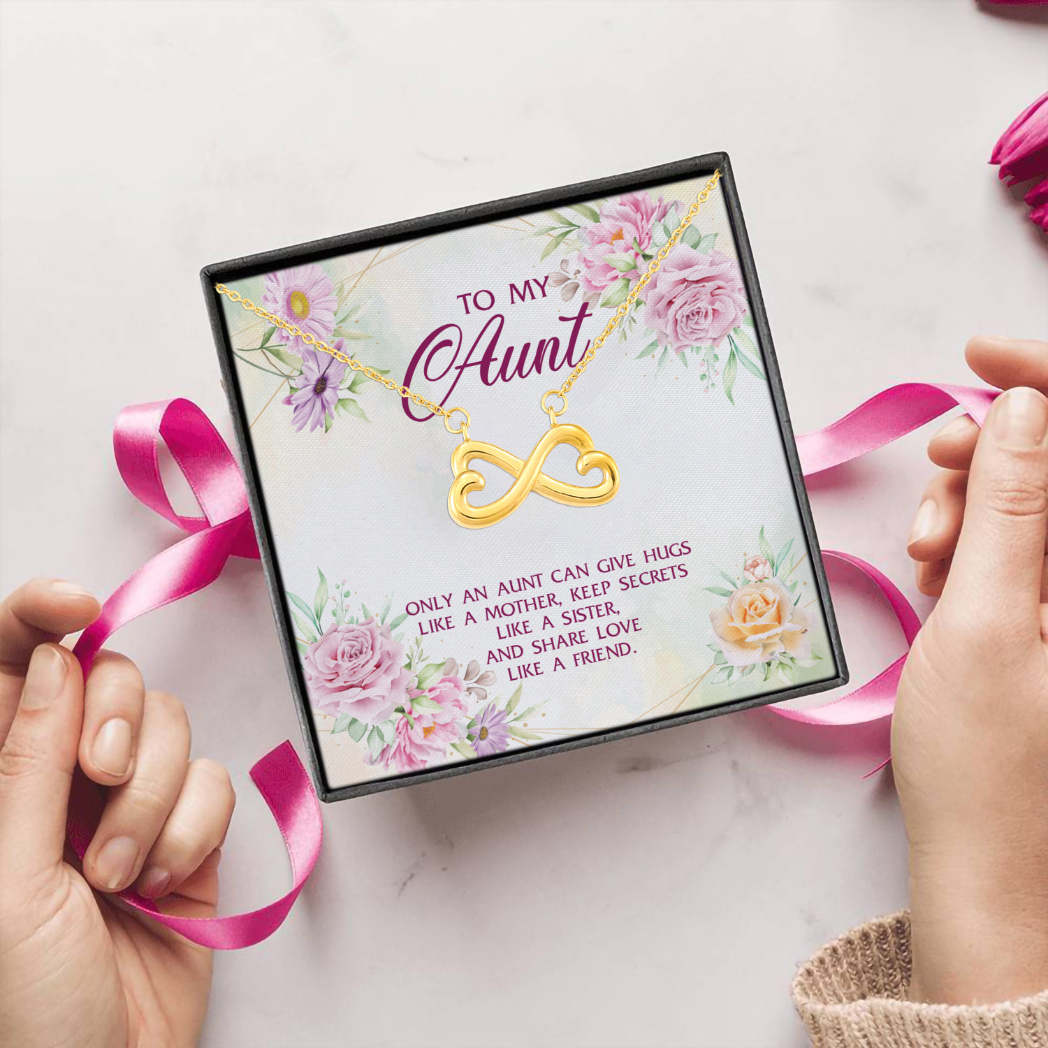 20Th. Aunt Share Love(4) Infinity Heart Necklace (Gold) 5