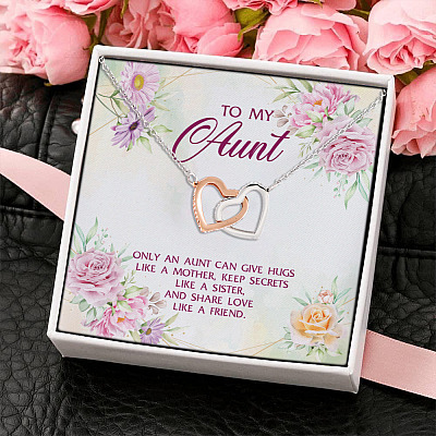 Alternative view of To My Aunt Only An Aunt Can Give Hugs Like A Mother Share Love Like A Friend Interlocking Hearts Pendant Necklace