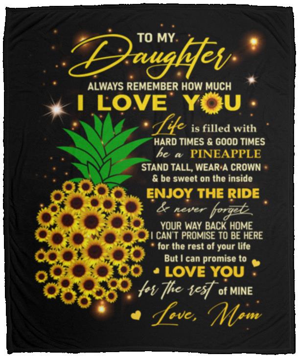 Pineapple To My Daughter, White, Cozy Plush Fleece Blanket - 50x60