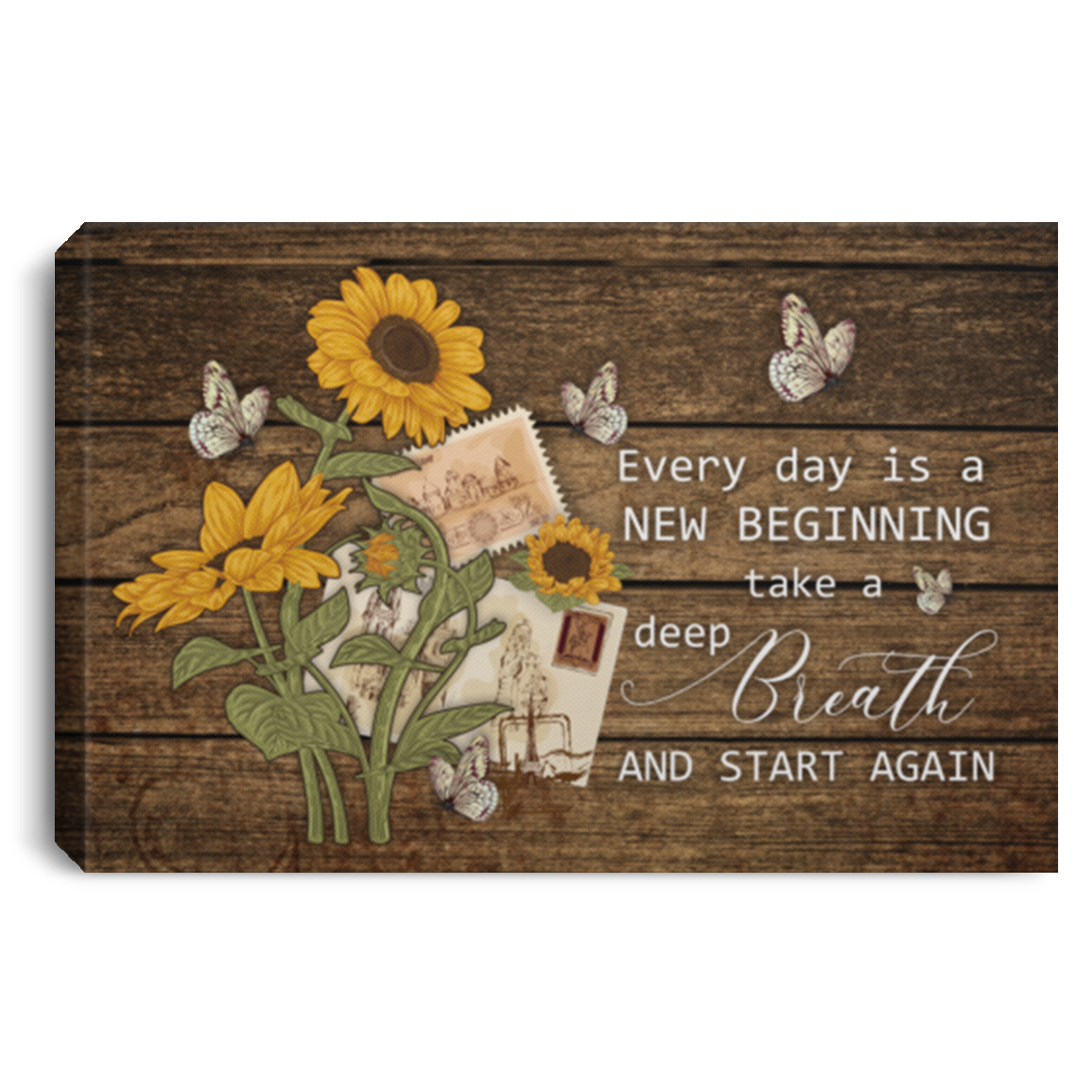 Every Day Is A New Beginning Take A Deep Breath And Start Again Framed Canvas Unframed Poster - Inspiration Quote Sunflower Wall Art, White, 0.75'' Framed Canvas Every Day Is A New Beginning Take A Deep Breath And Start Again Framed Canvas Unframed Poster - Inspiration Quote Sunflower Wall Art, White, 0.75'' Framed Canvas