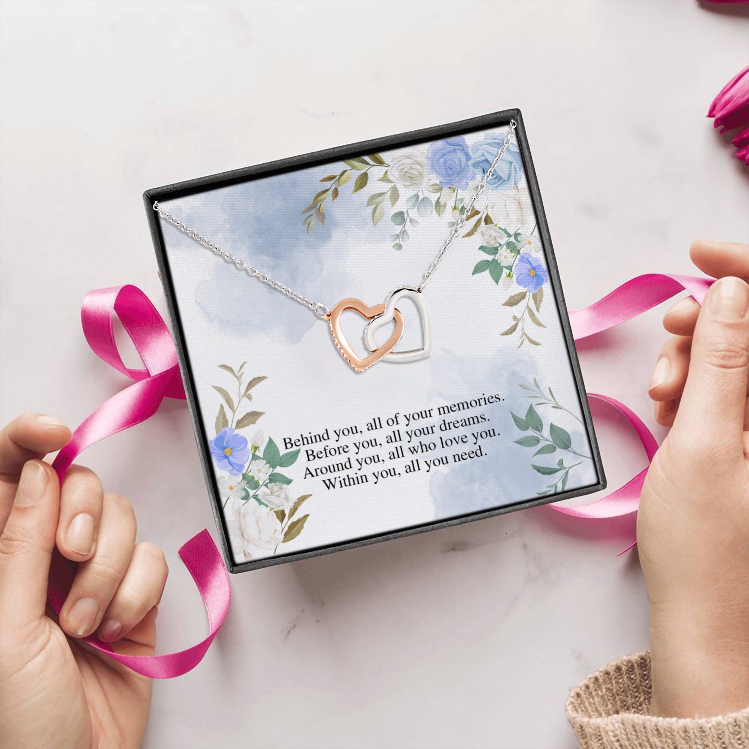 6HP. Behind You Interlocking Hearts Necklace 5