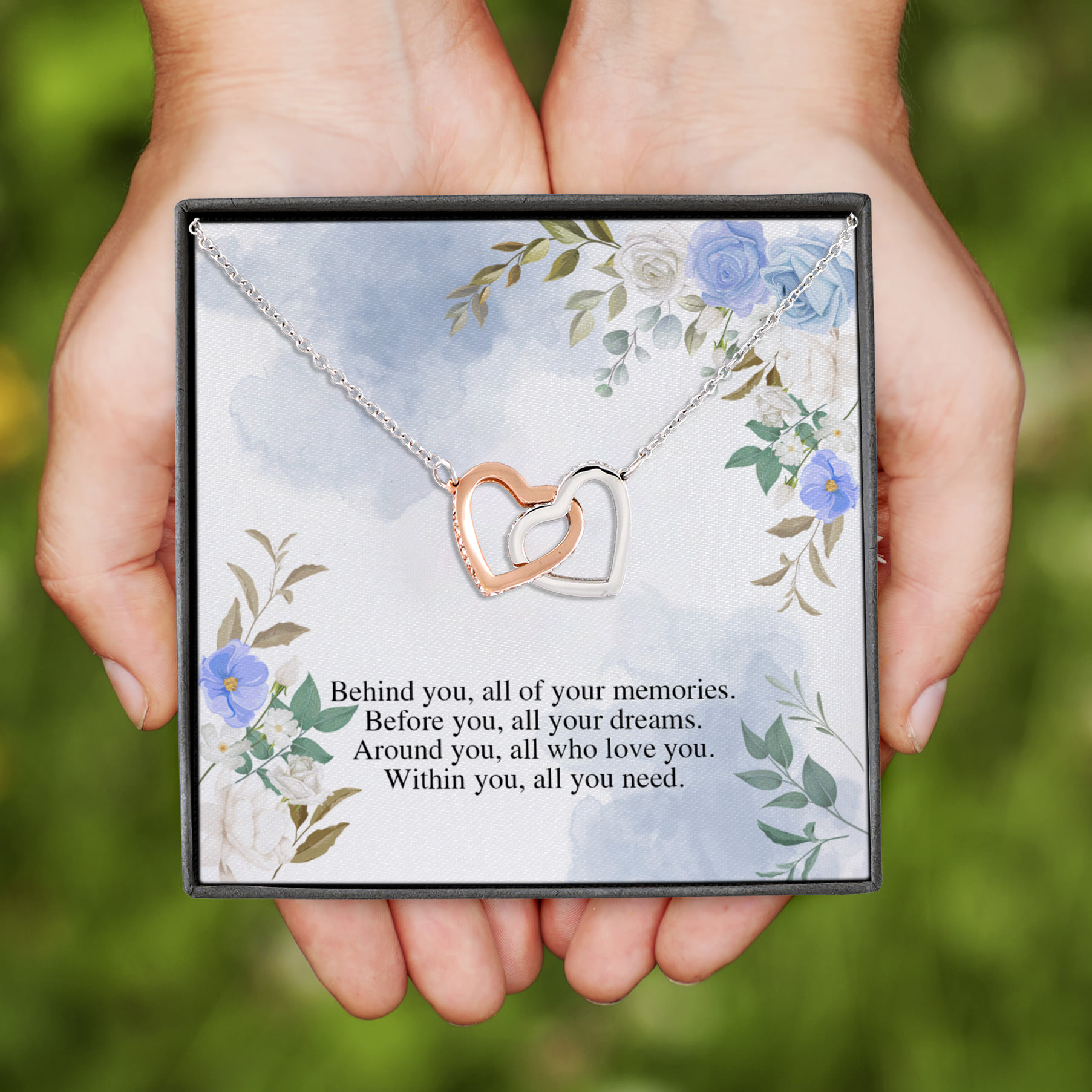 6HP. Behind You Interlocking Hearts Necklace