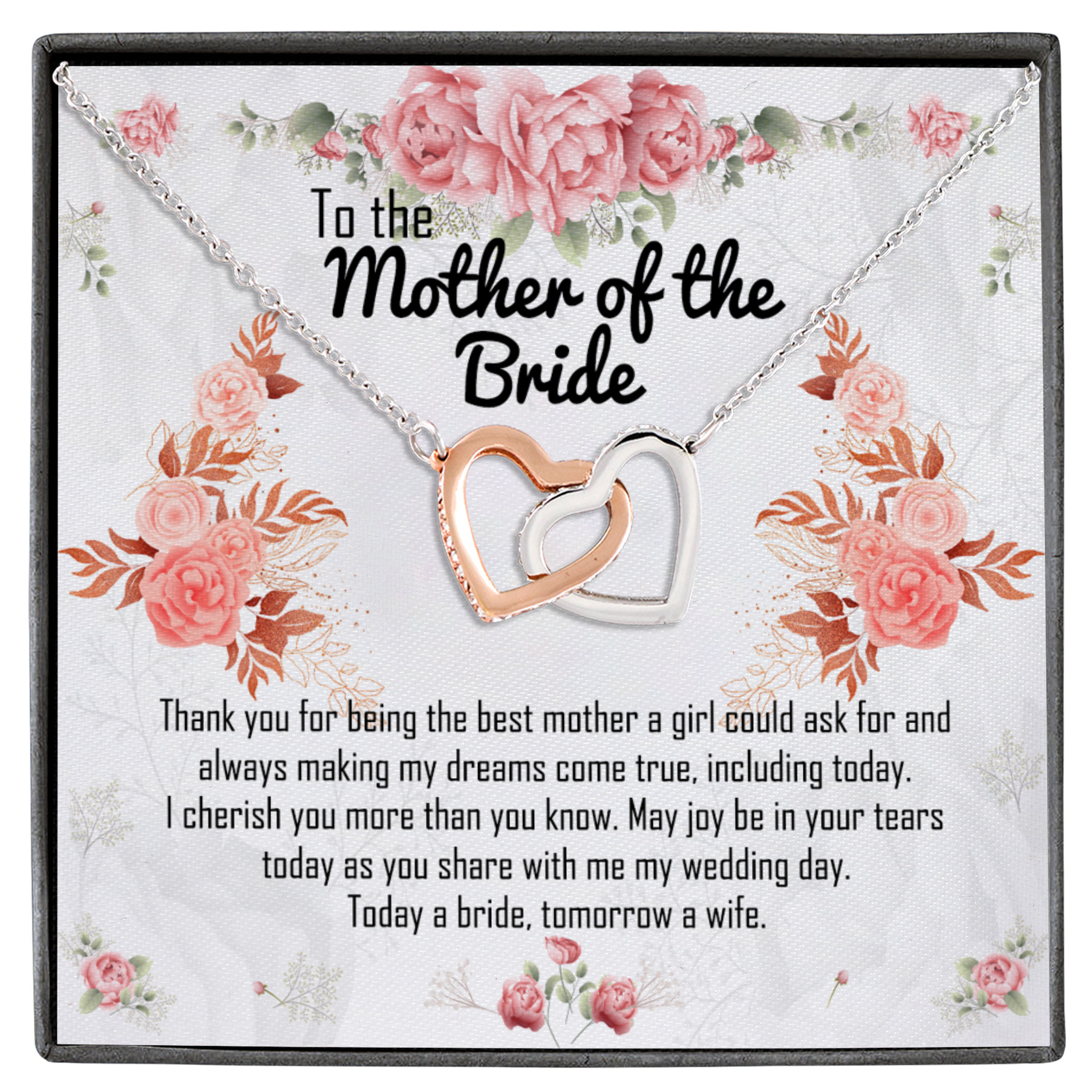 1HP. Mother Of The Bride Interlocking Hearts Necklace White