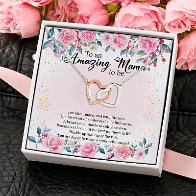 To An Amazing Mama To Be Interlocking Hearts Pendant Necklace