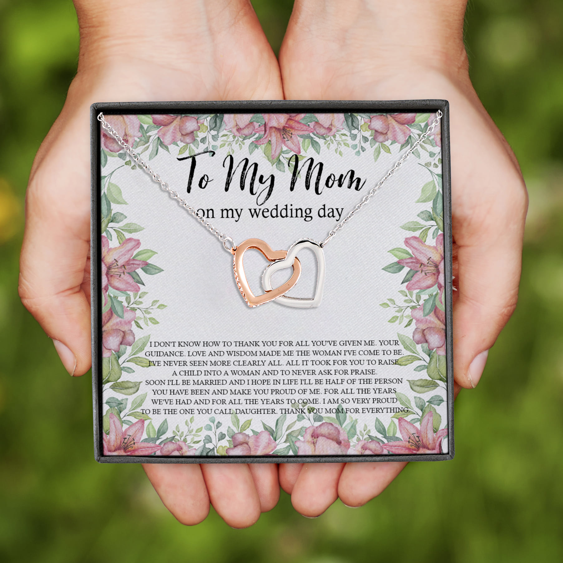 5HP. To My Mom Message Card(5) Interlocking Hearts Necklace