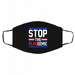Stop The Plandemic, Black, Cloth Face Cover – Medium/Large
