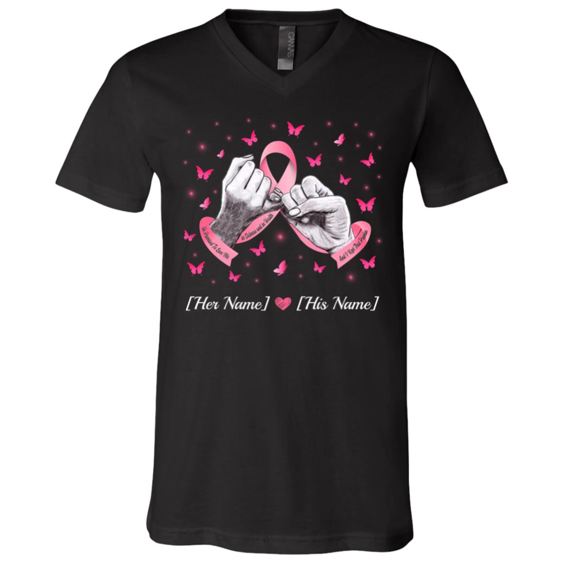 Personalized Breast Cancer My T-shirt, Black, V-Neck T-Shirt