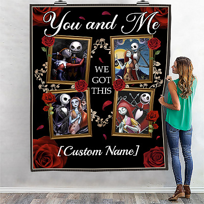 Alternative view of Personalized You And Me We Got This Jack And Sally Fleece Blanket - Mink Sherpa Blanket - Woven Blanket