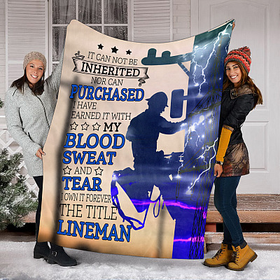 Alternative view of Lineman Prayer Blood Sweat and Tears Fleece Blanket - Sherpa Blanket - Woven Blanket