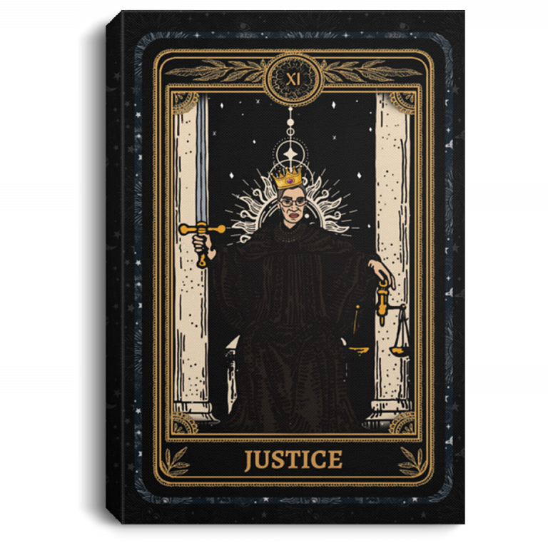 RBG Justice Tarot Ruth Bader Ginsburg Feminist Framed Canvas Prints - Unframed Poster, White, 0.75'' Framed Canvas