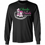 Kamala Harris Chucks and Pearls Aka Sorority 1908 Hoodie - Sweatshirt, Black, Long Sleeve