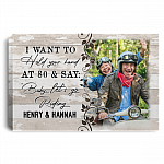 Personalized Photo I Want To Hold Your Hand At 80 And Say Baby Let's Go Riding Framed Canvas - Unframed Poster, White, 0.75'' Framed Canvas