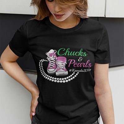 Alternative view of Kamala Harris Chucks and Pearls Aka Sorority 1908 T-Shirt - V Neck