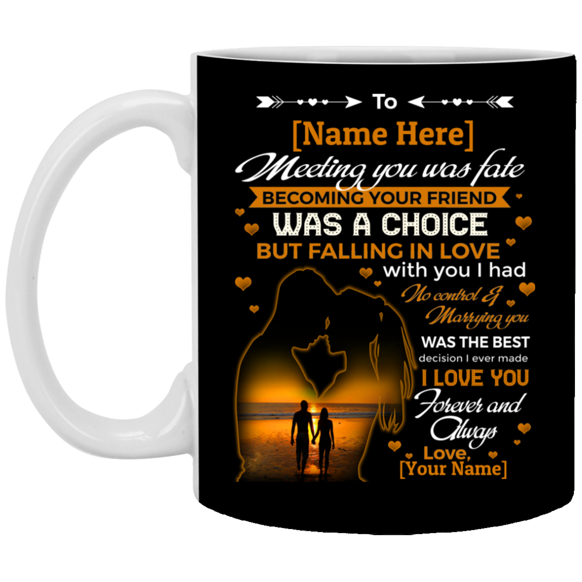 Personalized to My Husband Meeting You Was Fate Ceramic Coffee Mug - Beer Stein - Water Bottle - Color Changing Mug, Black, 11 oz. White Mug Personalized to My Husband Meeting You Was Fate Ceramic Coffee Mug - Beer Stein - Water Bottle - Color Changing Mug, Black, 11 oz. White Mug