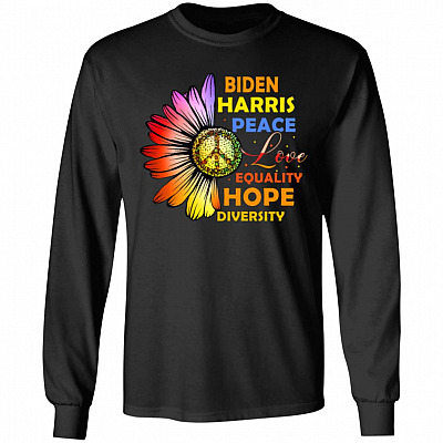 Biden Harris Peace Love Equality Hope, Black, Long Sleeve